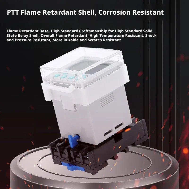 8-Pin Time Relay, Dual-Line Blue LCD, 0.01S-9999H, 3 Modes, Quick-Connect Terminals, Control Panel Ready