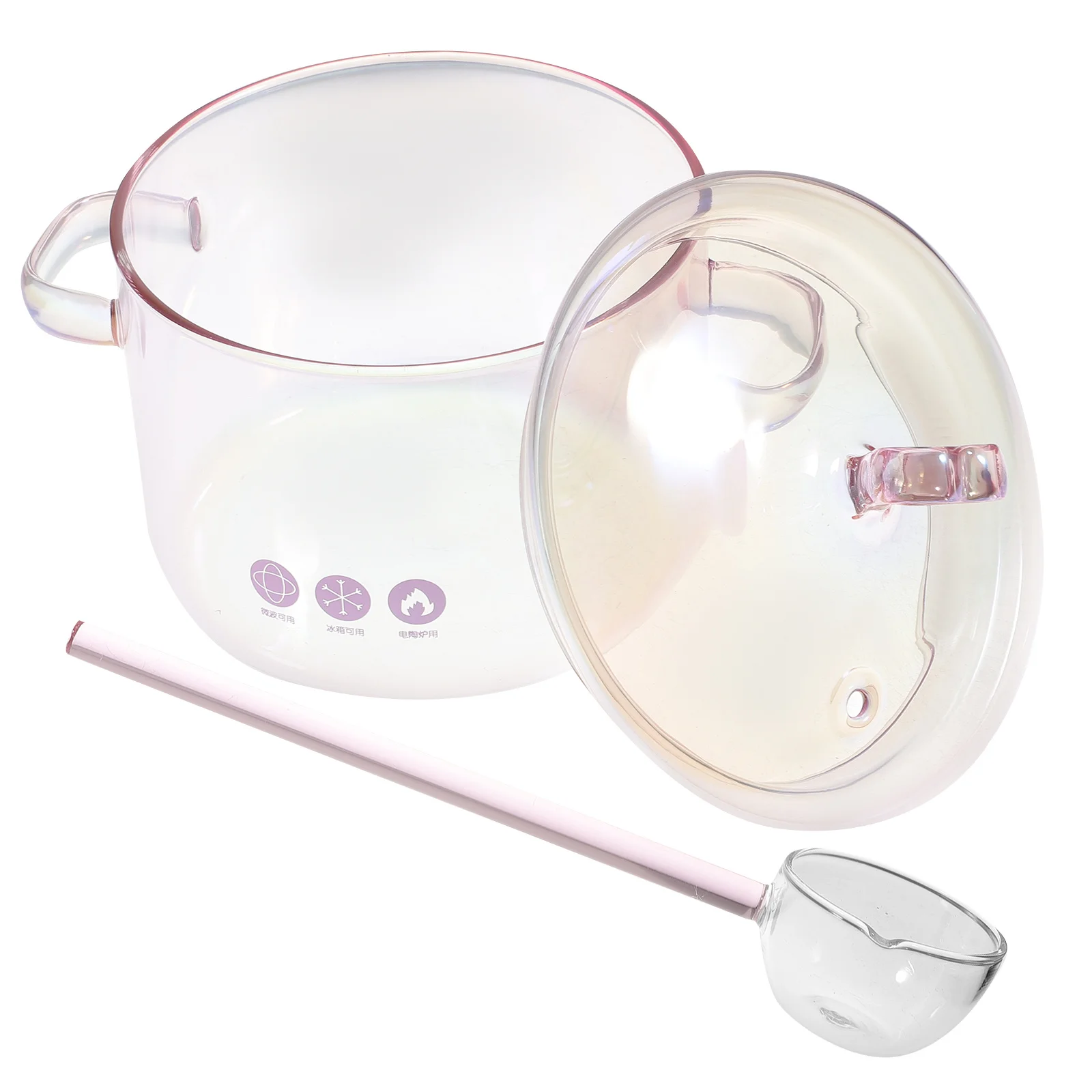 

1Set Transparent Glass Stew Pot 1500Ml Large Cooking Pot Heat Resistant Pan for Soup Noodles Milk Sauce Ramen with Lid and