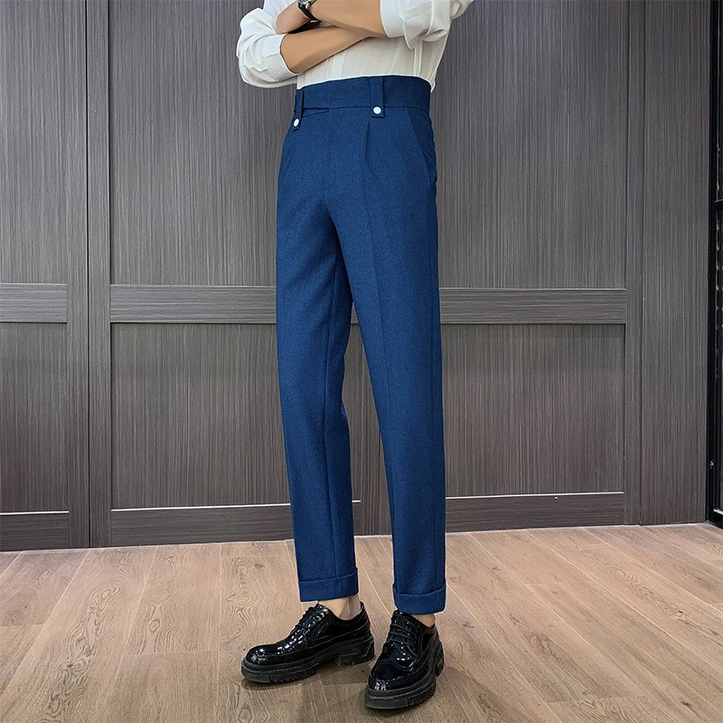 

Trendy High Waisted Casual Pants for Men Casual Business Suit Pants Slim Fit Office Social Wedding Party Trousers Men Clothing