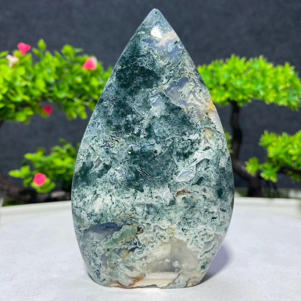 Natural Moss Agate Crystal Aquatic Free Form Gemstone Meditation Reiki Chakra Home Decor Mineral Specimen Stone
