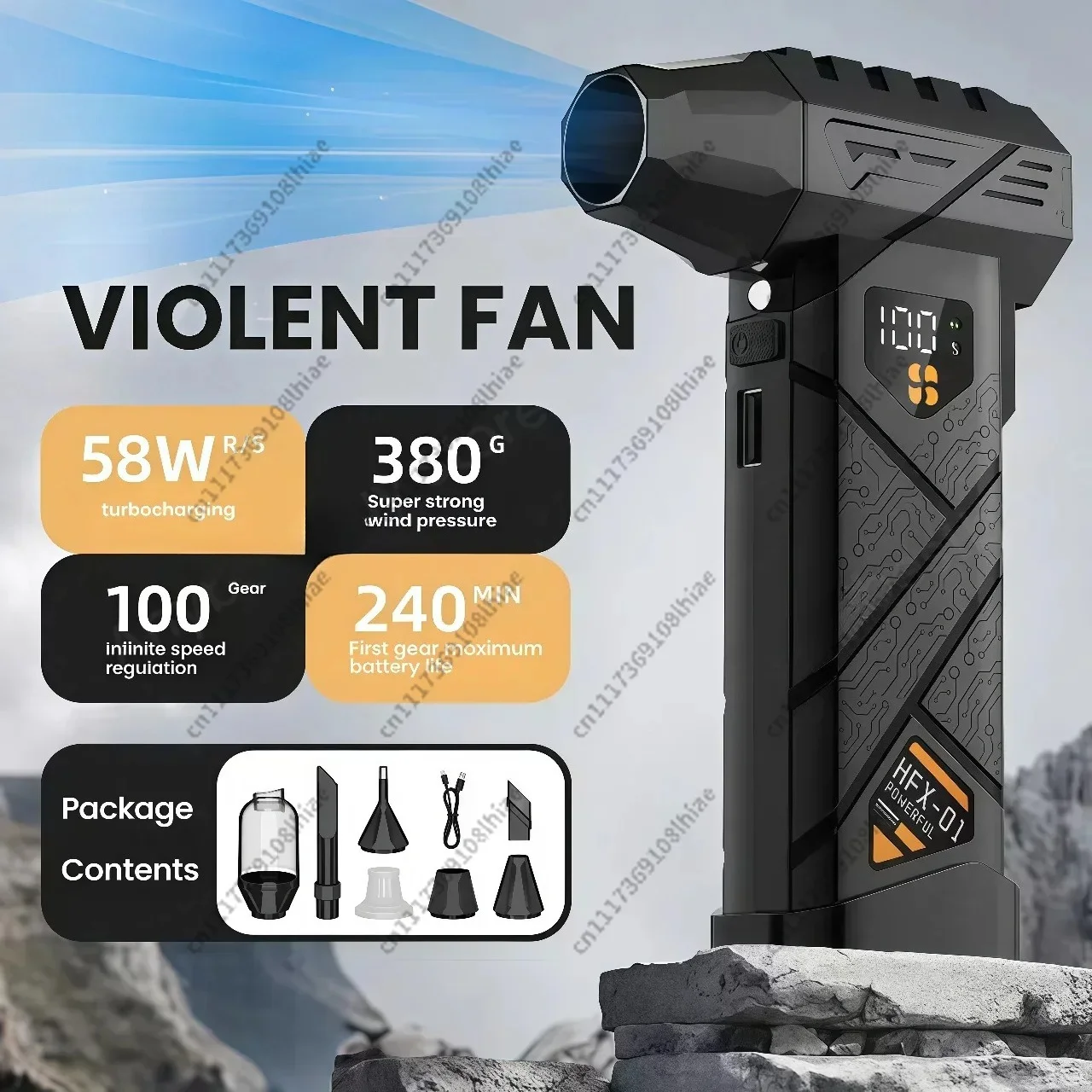 HFX-01 Powerful Turbo Air Blower 380g Blowing Force Strong Airflow Turbo Fan Power Bank Function Wireless Compressed Air Duster