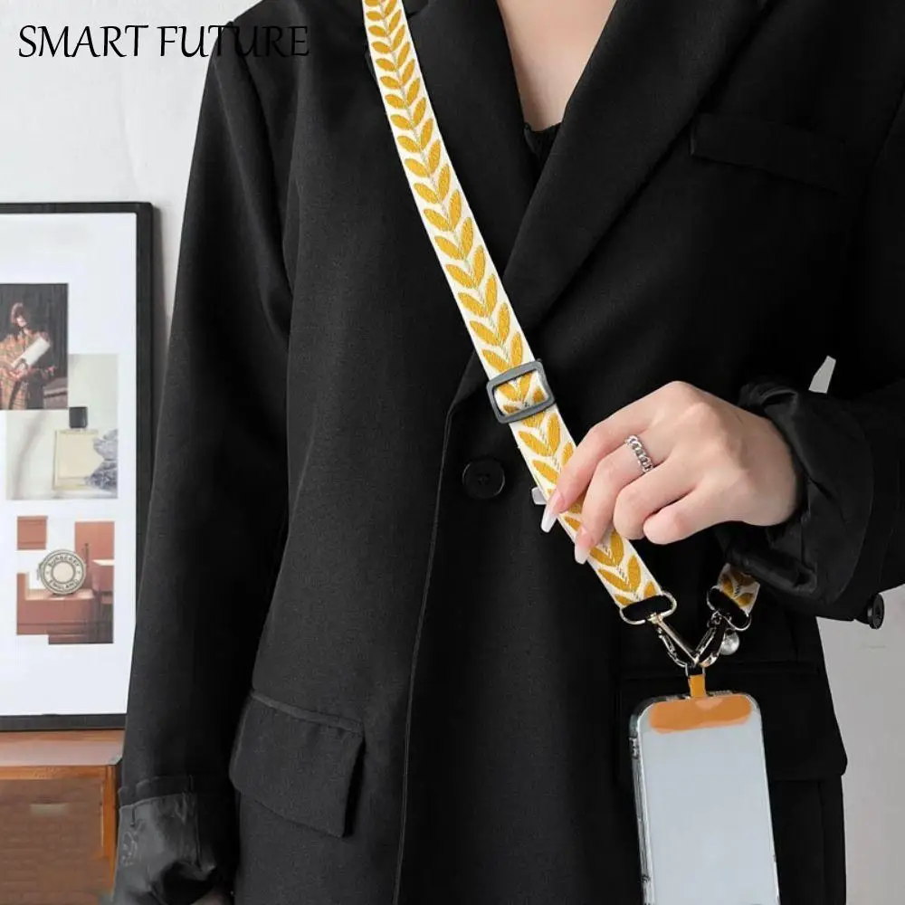 

Регулируемый ремешок для телефона через плечо с жемчужной подвеской, широкий тканевый длинный ремешок для телефона, аксессуары для телефона, подвесной ремешок для мобильного телефона на шею