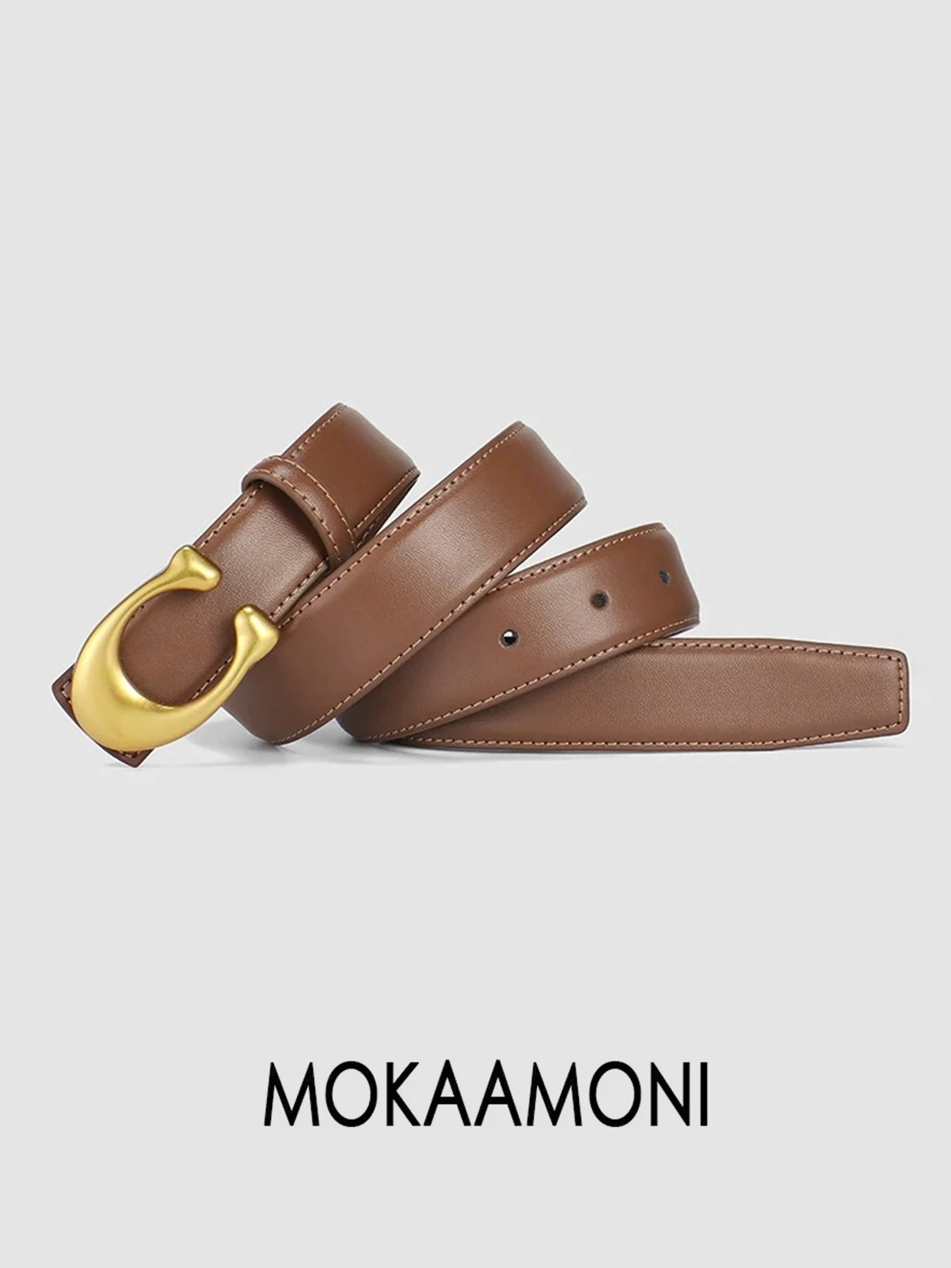 Sabuk Pinggang Wanita Elegan Minimalis dengan Gesper Huruf C untuk Jeans dan Gaun, Aksesori Fashion