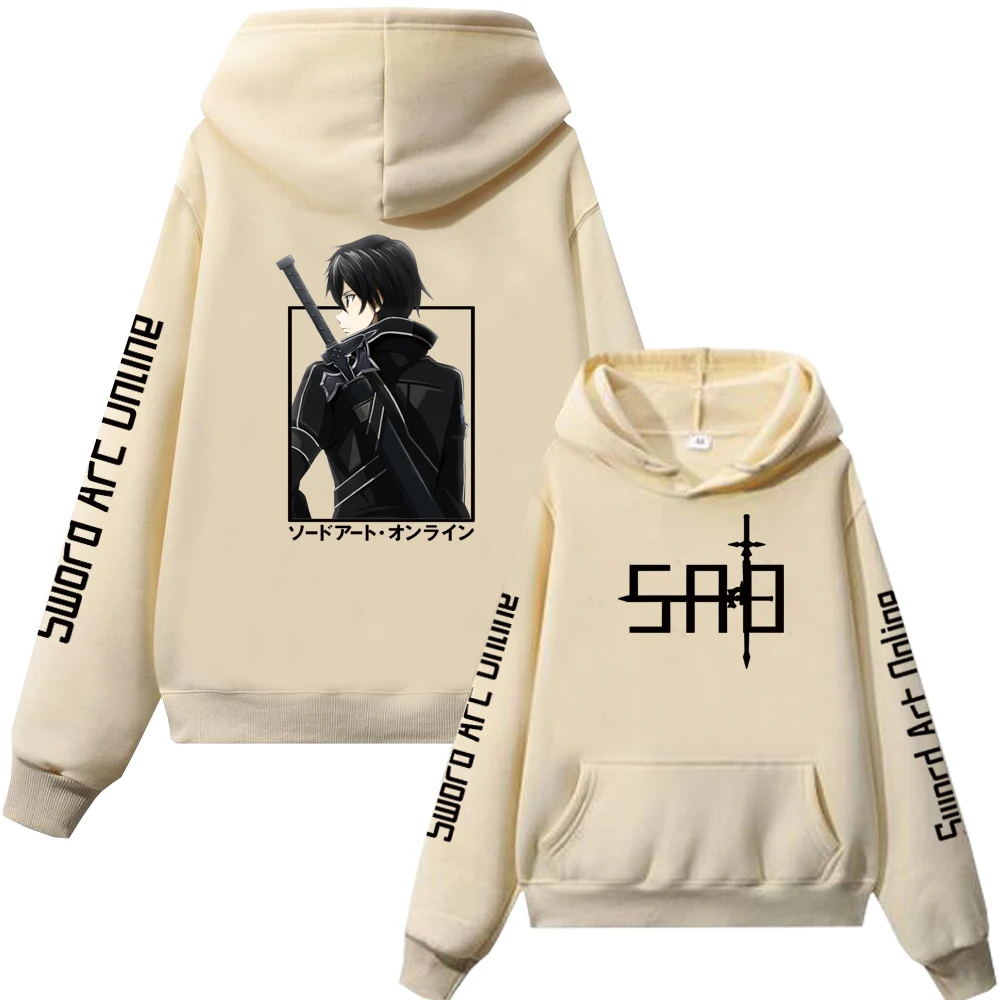 Anime Sword Art Online Couple Hoodie Kirito And Asuna Men Women Sweatshirts Harajuku Long Sleeve Fleece Warm Hooded Pullover