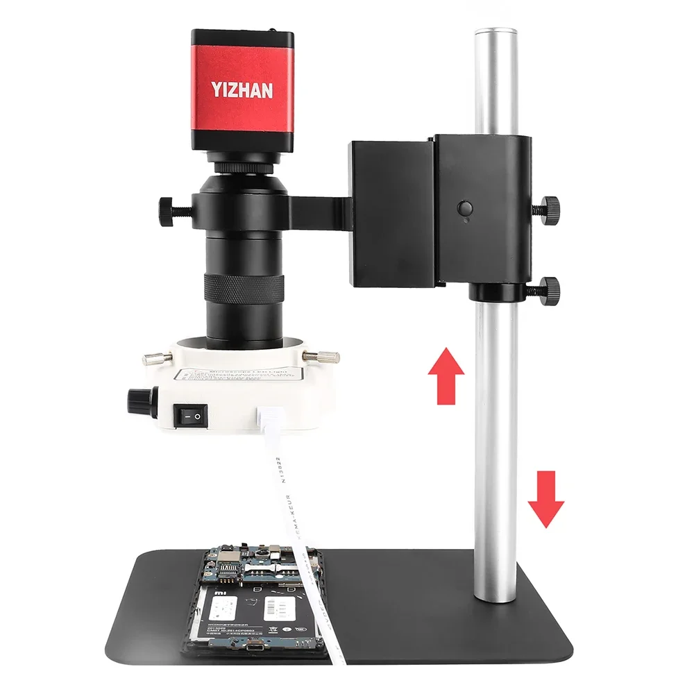 YIZHAN Monoculaire Microscoop 130X Zoomlens LED Ring Licht Industriële 13MP VGA Camera voor Moederbord Reparatie Sieraden Beoordeling