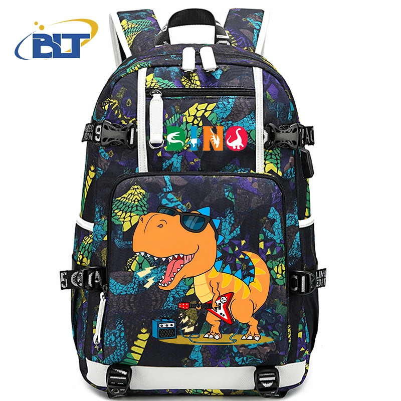 Zaino per studenti con stampa dinosauro zaino per giovani borsa da viaggio per il tempo libero all'aperto per bambini torna a scuola regalo