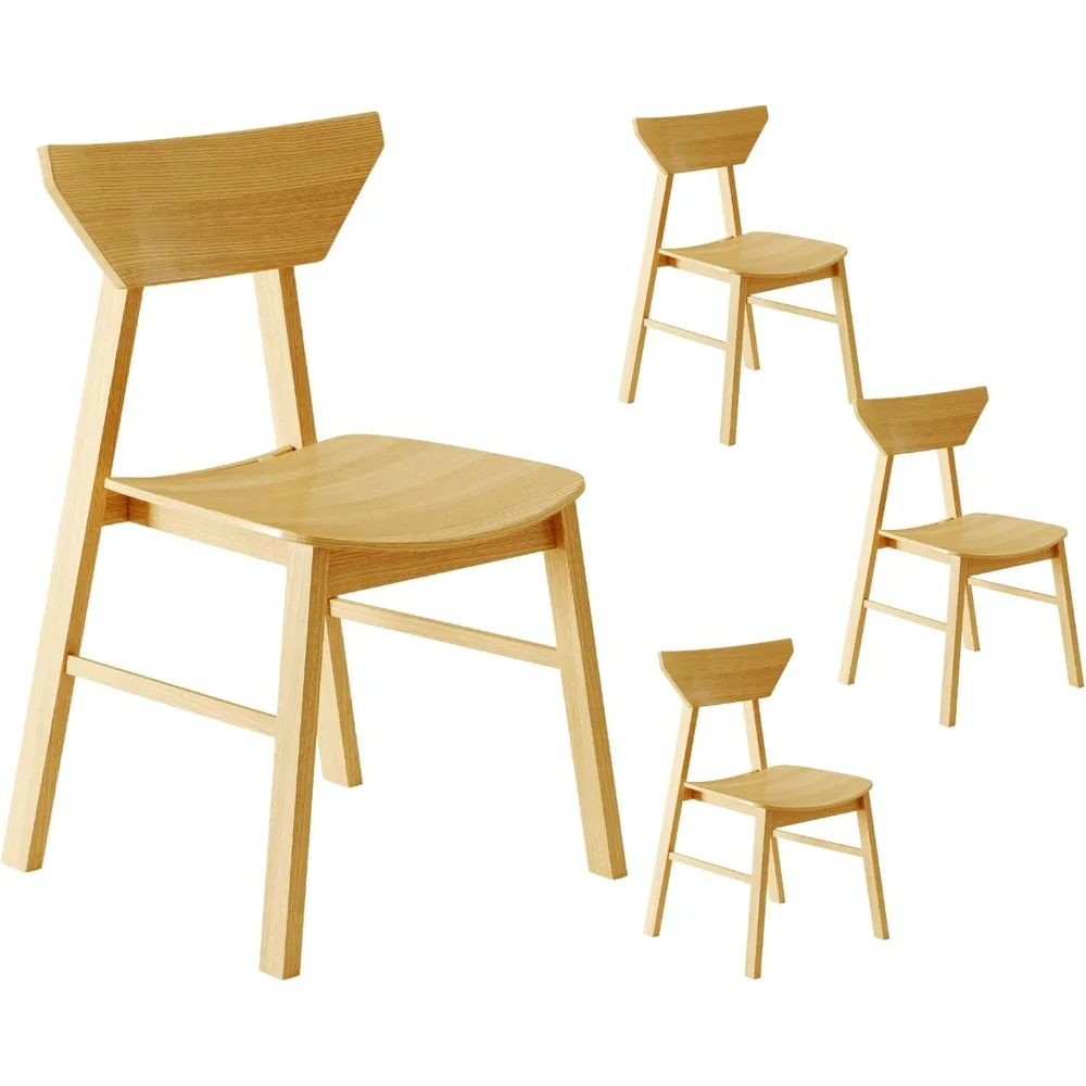 

Wood Dining Chairs with Open Back, Modern Armless Dining Chairs Curved Seat for Dining Room, Kitchen, Natural