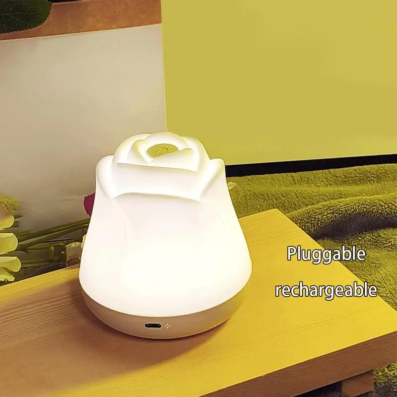 Rose Flower Lamp Desk Lamp Warm Light Dimmable Flower Flower Lamp Energy Efficient Nursery Night Light 3 Light Modes