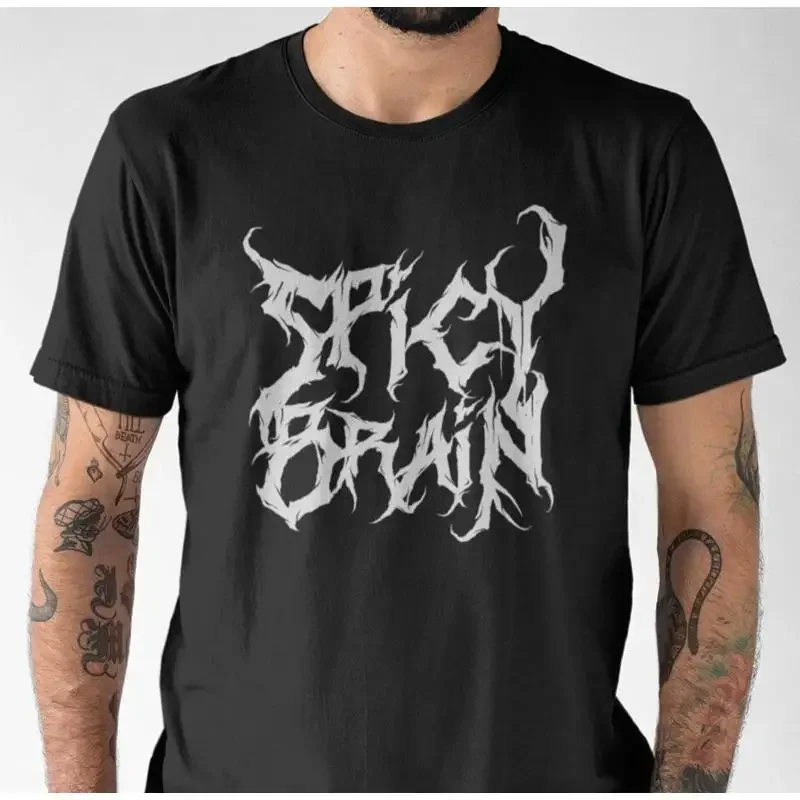 Spicy Brain T Shirt Heavy Metal Neurodivergent Death Black Funny Parody Band Top