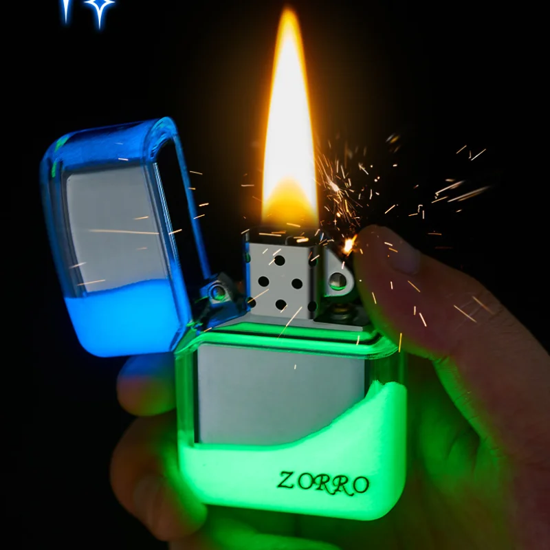 ZORRO Luminous Quicksand Cool Kerosene Lighter Creative Personality Old-fashioned Grinding Wheel Ignition Kerosene Lighter Gift