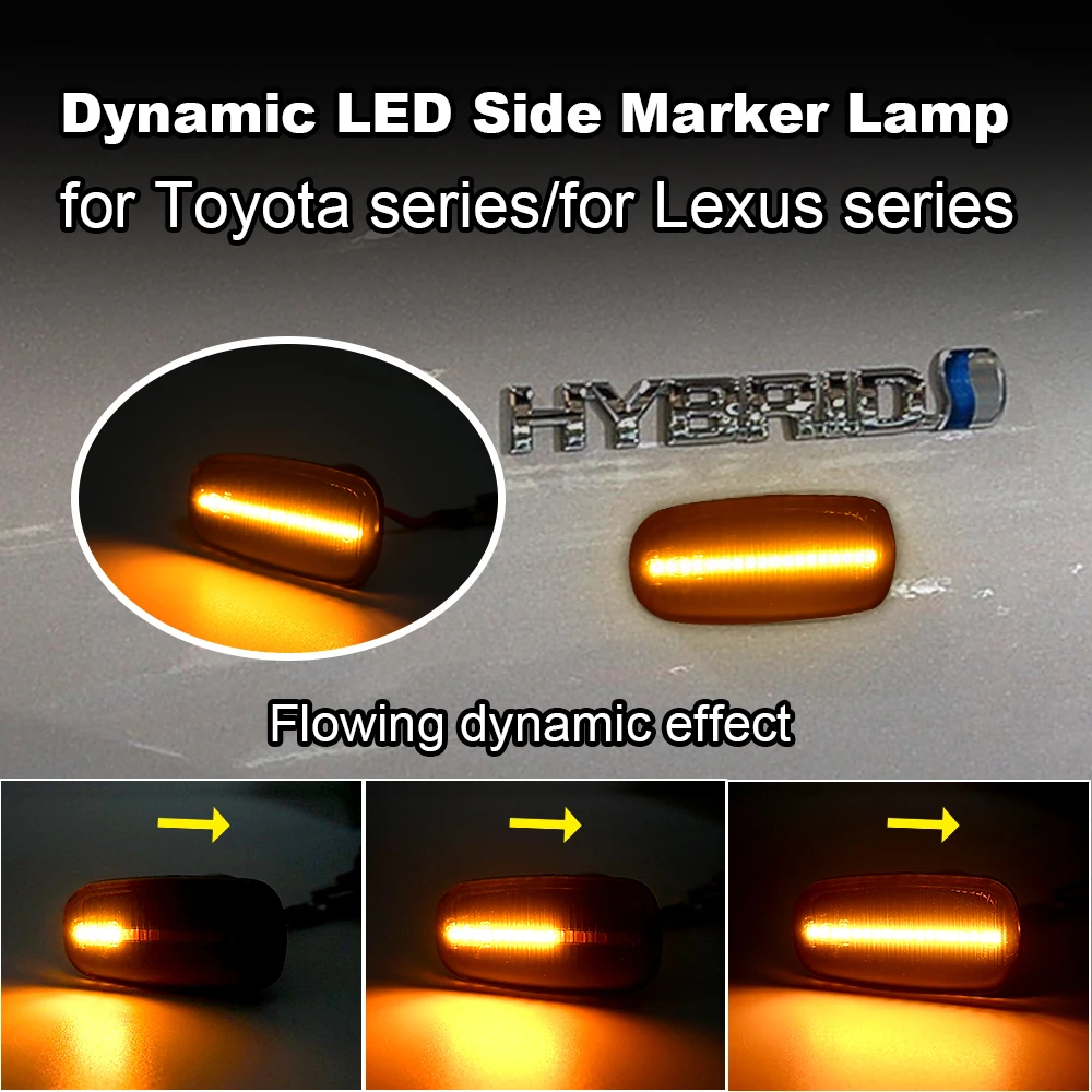 2X LED Dynamic Side Marker Turn Signal Light Blinker Lamp For Toyota Allion Altezza bB Corolla Crown Celsior FunCargo Echo Verso