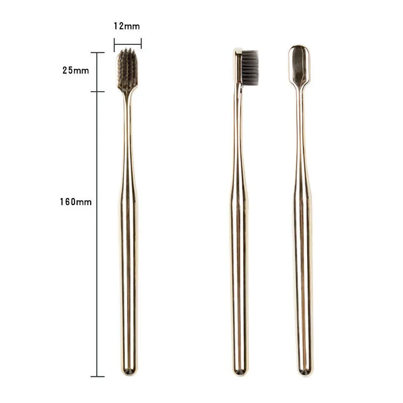 1Pc Luxury Soft Toothbrush Men Women Adult Tooth Brush Electroplate Gold Color Dental Brushes Toothbrushes Teeth Cleaning Care