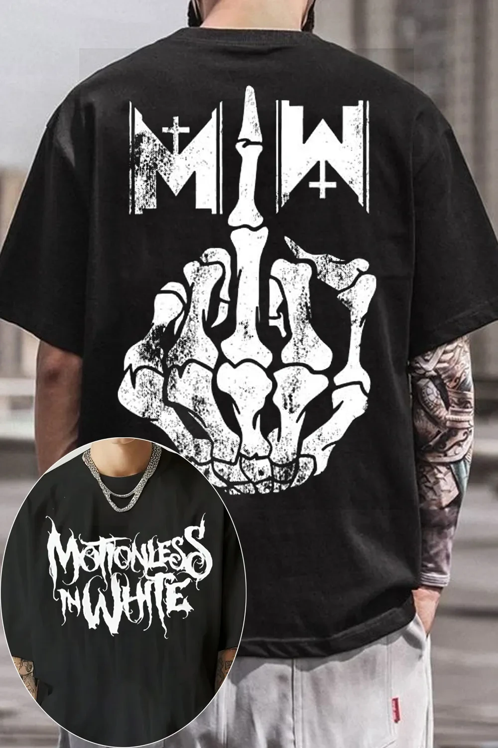 Nova Camiseta Gráfica Motionless in White 2026 para Homens e Mulheres, Camiseta de Algodão Casual de Verão com Manga Curta e Gola Redonda, Corte Solto