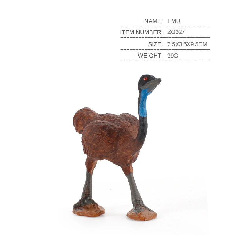 Realistic Australia Animal Toy Model Emu Dromaius Ater Resin Figure Figurine Home/Office Decoration Collectible Toy