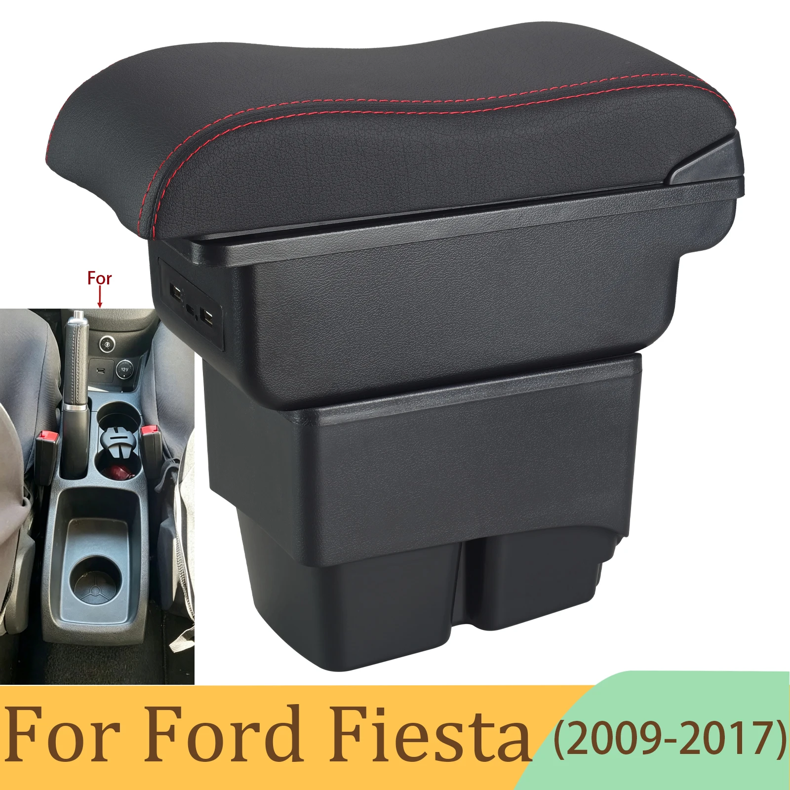

For Ford Fiesta Armrest box Interior details Parts special Retrofit parts Car accessories Center Storage box Car Armrest Arm
