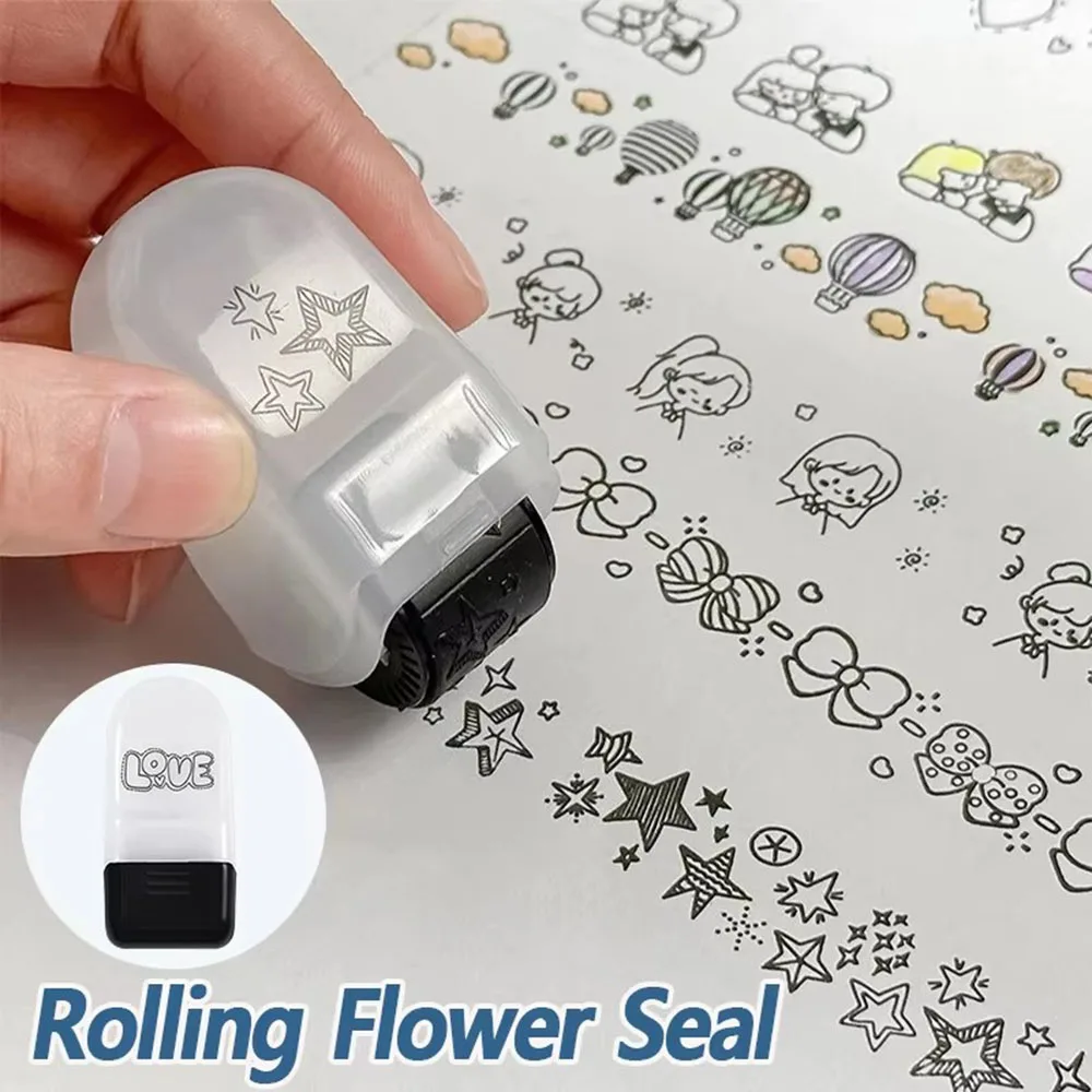 Rolling Ink Pad Stamp Seal Preschool Funny Learning Cartoon DIY Roller Color Filling Painting Drawing Tool For Kid Planner