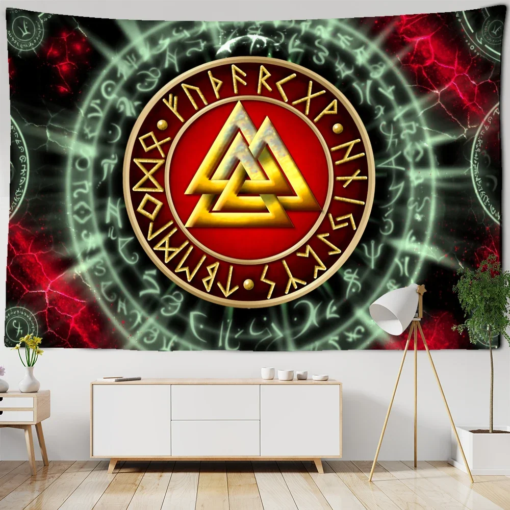 Rune Art Tapestry Wall Hanging Psychedelic Witchcraft Hippie Reaper Tapiz Tarot Mystery Room Home Decor
