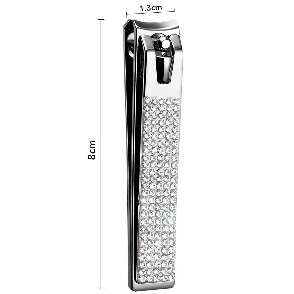 1 Uds cortaúñas con mango de diamantes de imitación ostentosos, cortaúñas de acero al carbono para uñas de los pies, herramientas de manicura