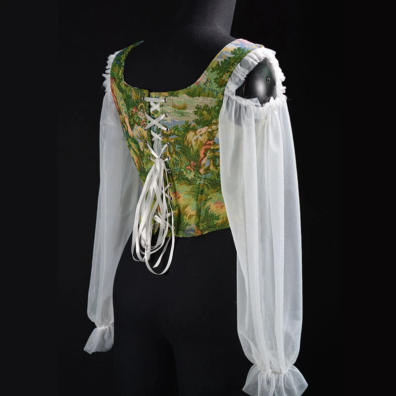 corset-a-manches-longues-pour-femmes-elegant-style-court-retro-imprime-floral-mode-gothique-bandage-irregulier-bustier-costume-de-scene-de-fete