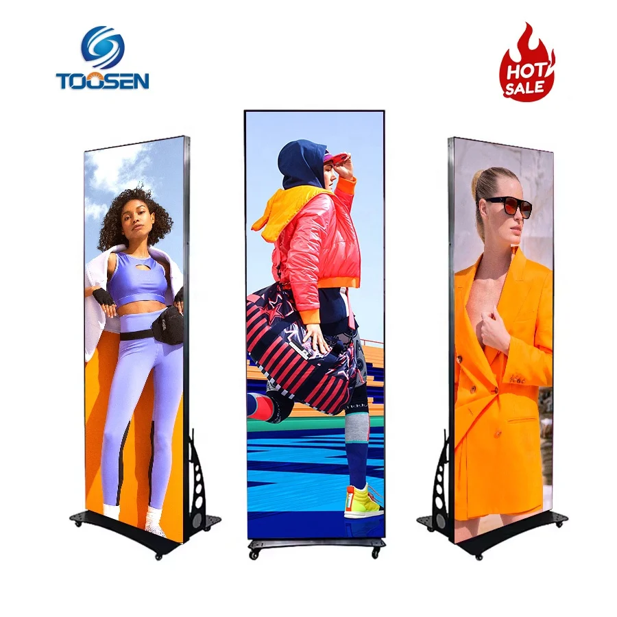 

Toosen P1.5 P1.8 P2 P2.5 Poster LED Screen 640x1920mm Control Wifi USB Floor Standing Movable Advertising LED Video Display