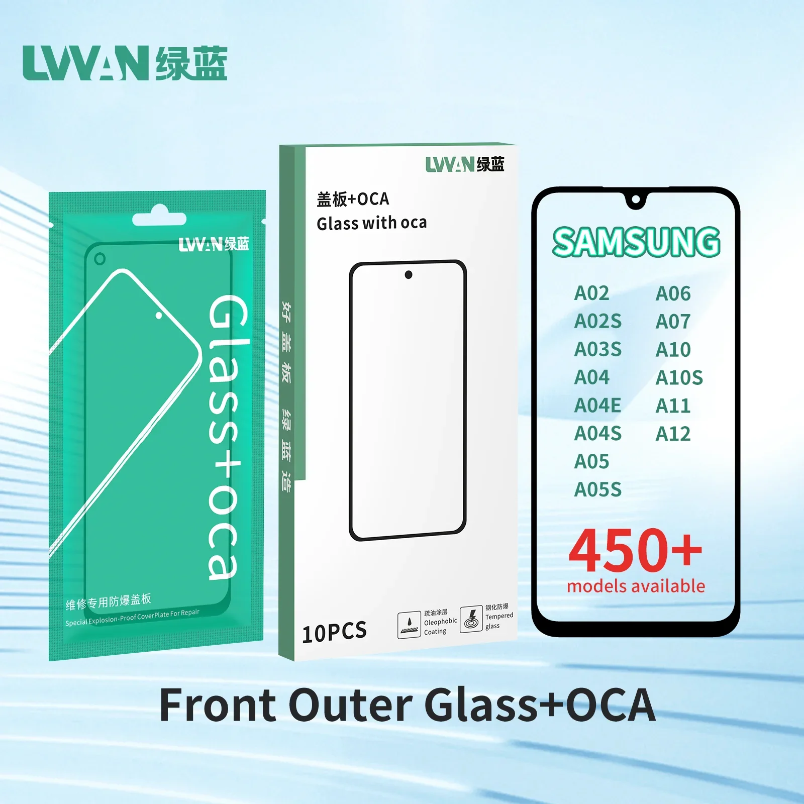3PCS Oleophobic Coating Screen Touch Glass+OCA For SAMSUNG GALAXY A02S A03S A04E A05 A06 A07 A10 A11 A12  Plating Touch Screen
