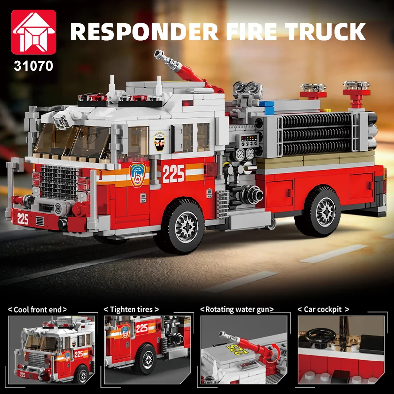 

Конструктор Le Yi 31070: Пожарная машина в американском стиле, модель городского спасательного автомобиля, подарок для детей