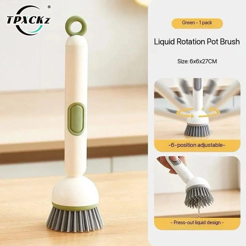 SL Electric Long Handle Dish Brush With Soap Dispenser Rotating Bristles For Kitchen Pot Sink Washing