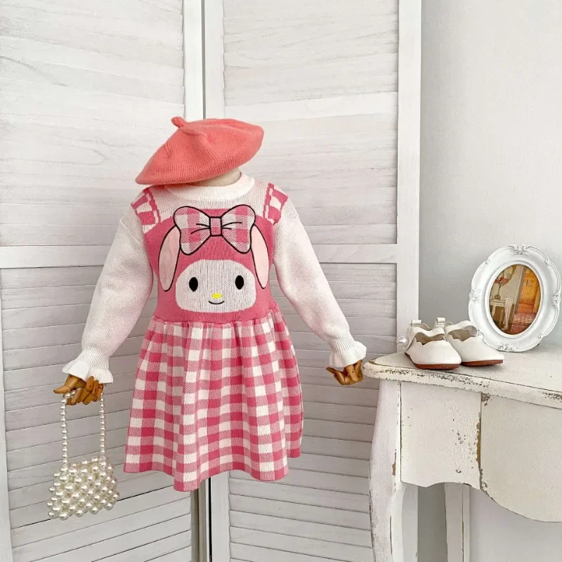 

Boutique Kids Clothes Baby Girls Cute Cartoon Melody Dress Toddler Girl Kawaii Rabbit Embroidery Knitted Dress Princess Dresses