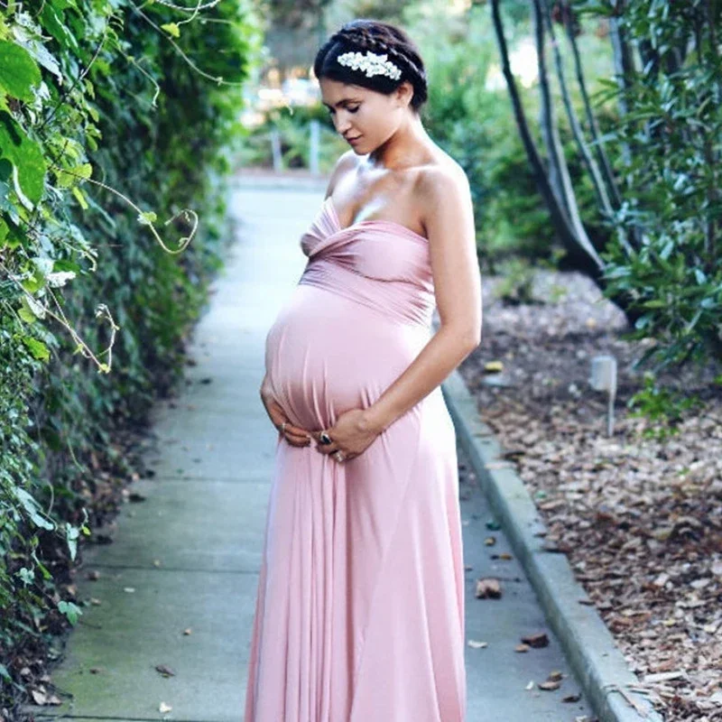 Maternity Photography Dress Maternity Belt Multi-tie Elegant  Baby Shower Dress Sexy V-neck Maternity Evening