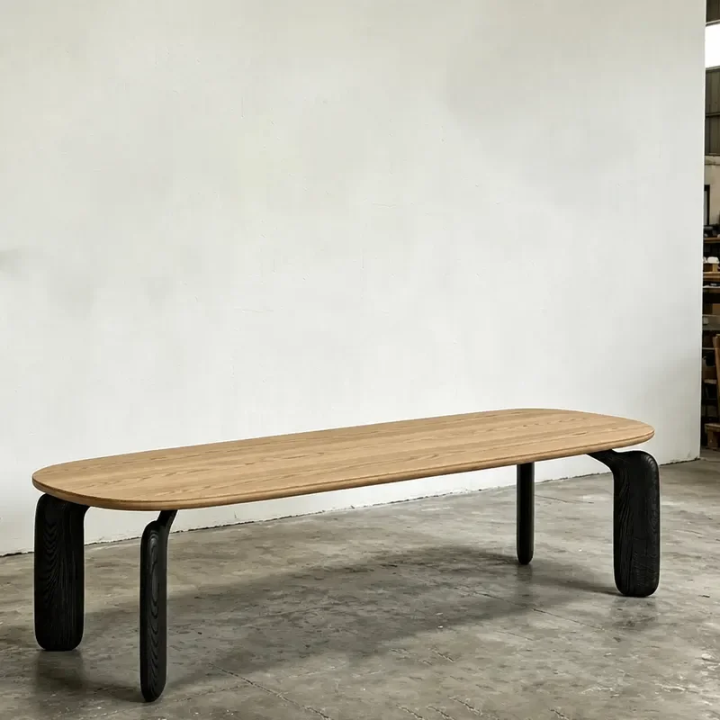 Nordic Medieval Style Solid Wood Desk Conference Table Modern Simple Household Dining Table Color Matching Table