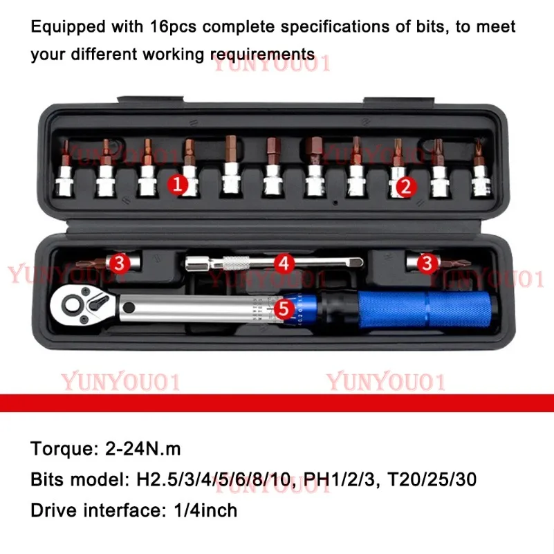 quick-release-torque-wrench-service-tool-high-precision-torque-preset-wrench-2-24nm-torque-adjustable-1-4-inch-ratchet-wrench