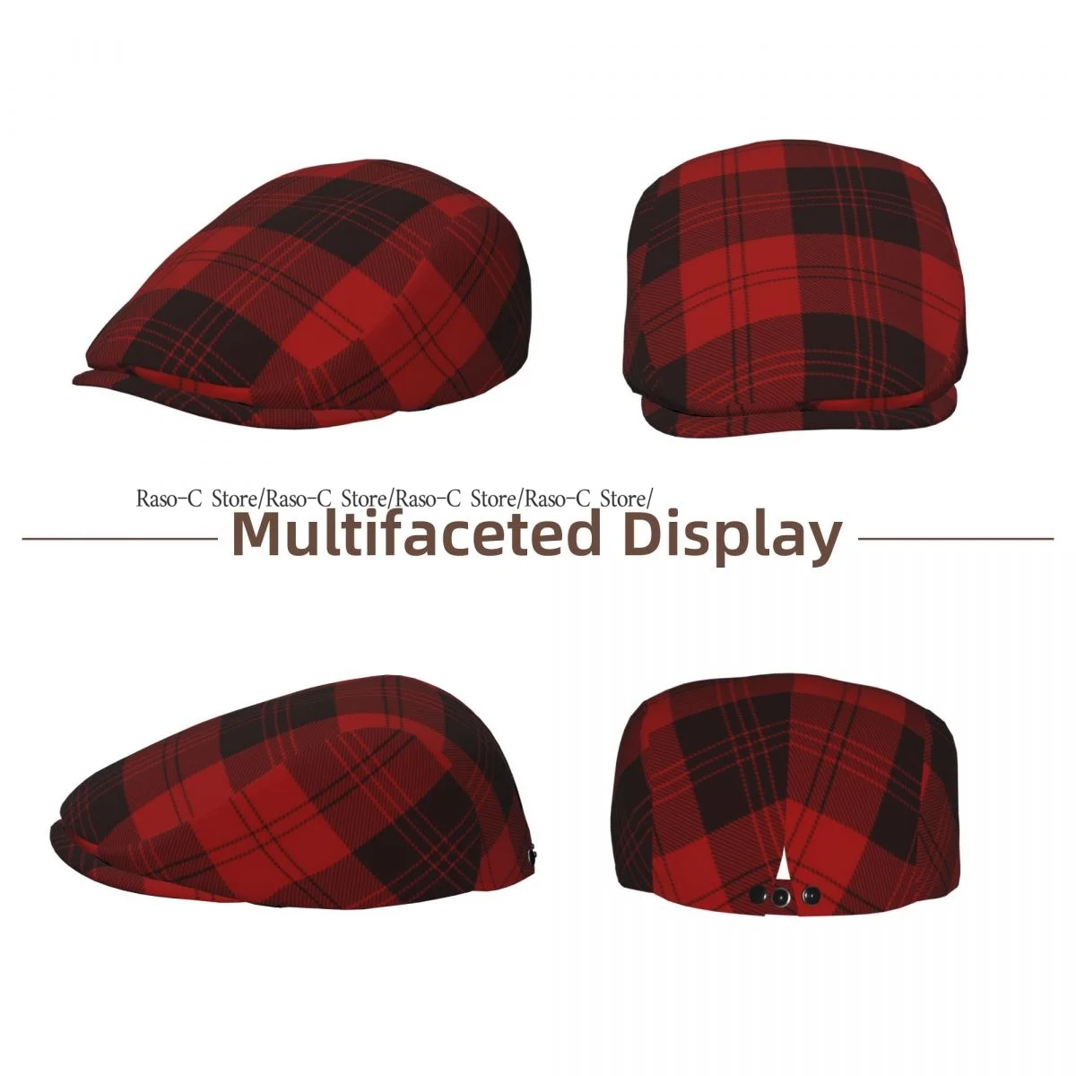 Spring Summer Adult Flat Cap Tartan Plaid Scottish Background Unisex Newsboy Ivy Cap Light Thin Forward Beret Outdoor Hat