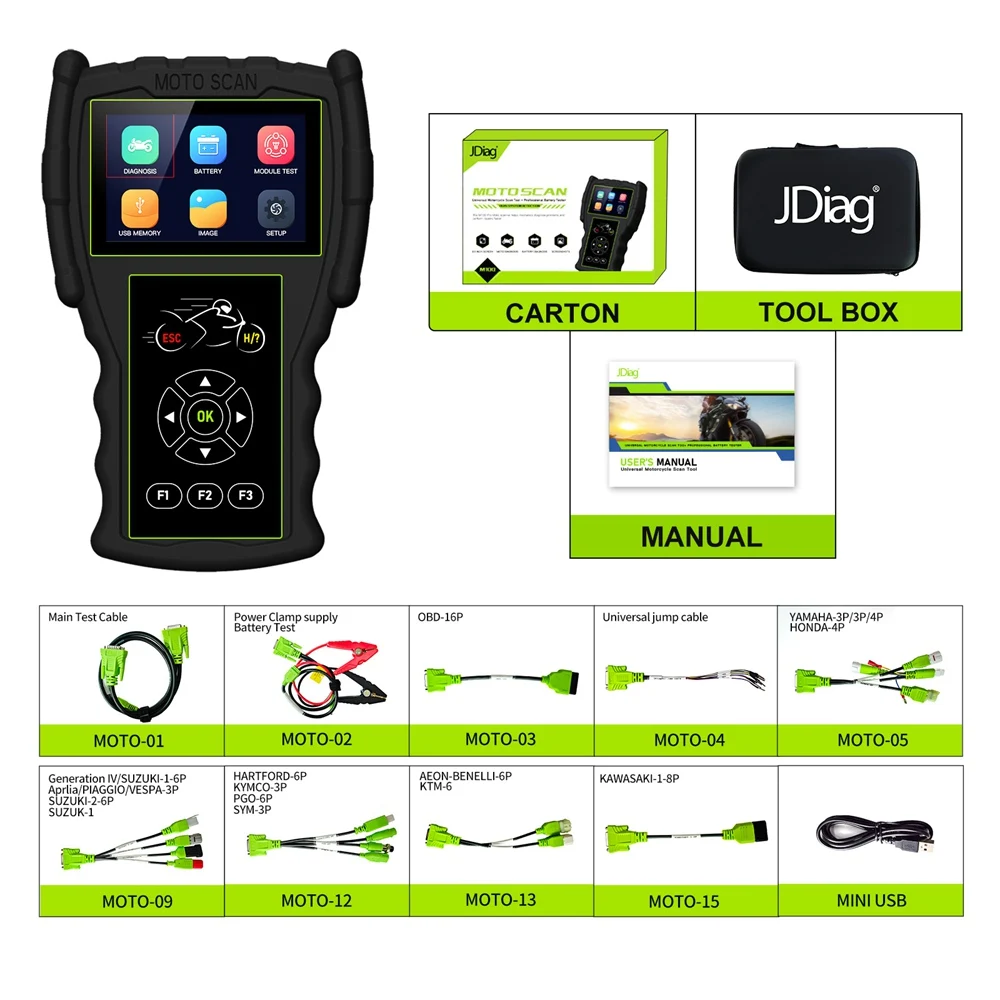 JDiag OBD2 Motorcycle Diagnostic Scanner M100 Pro Motorbike Code Reader Fault Diagnostic Tool For BMW Kawasaki Yamaha Suzuki KTM