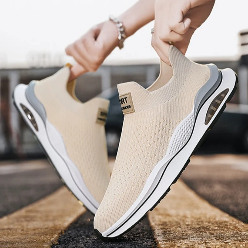 Moda versátil primavera solto-ajuste respirável sapatos masculinos confortáveis tênis casuais solas macias tênis de corrida esportes