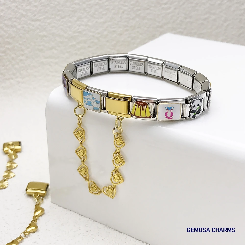 GEMOSA 16 Stil Hängende Herzkette Italienische Charms Link Fit 9mm Armband Edelstahl Frauen Weibliche DIY Herstellung von Schmuck – Detail 6