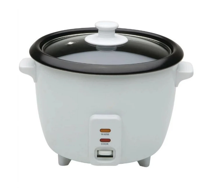 Imusa 3 Cup New White Electric Rice Cooker with Nonstick Bowl, Measuring Cup and Spoon