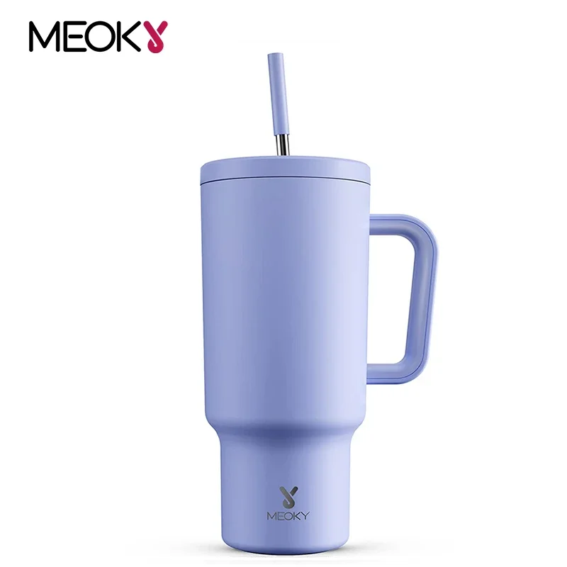 

Meoky 40oz Cup Vacuum Thermoses Tumbler Purple Straw Cup with Lids Stainless Steel Juice Coffee Car Mugs Water Bottle for Office