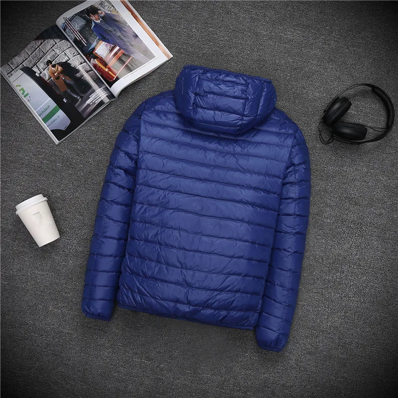 2021 Autumn Winter Lightweight Down Jacket Men Casual Slim Hooded Ultra-thin Warm Coat White Duck Down Jackets Windproof Parkas