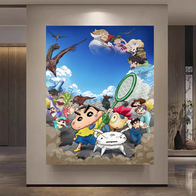 Cartoon Movie Crayon Shin-chan City Ruins Oil Painting By Numbers Modern Wall Decor for Living Room Bedroom Gift No Frame