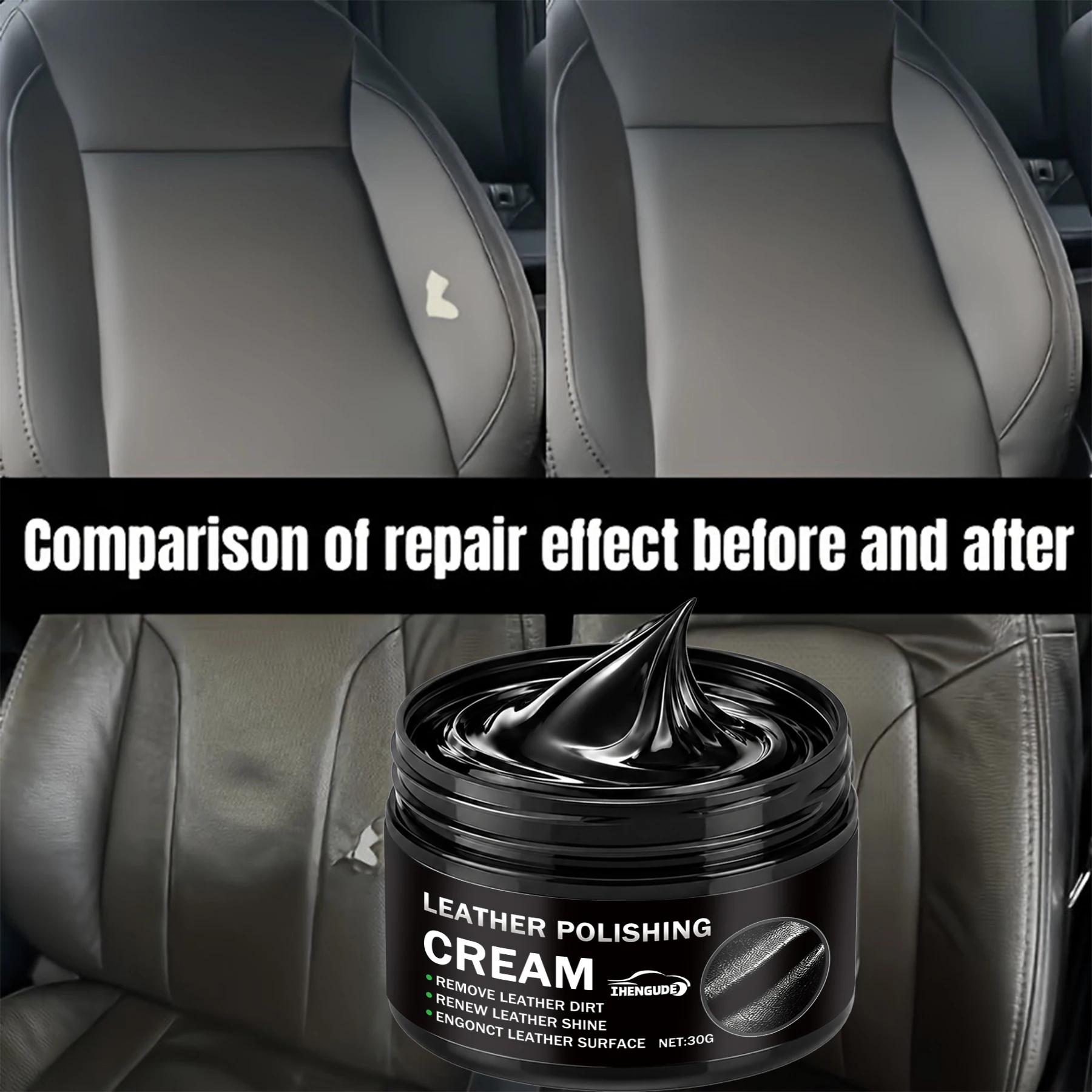 Black Crack and Scratch Repair Paste, Fills Holes and Damaged Areas, Suitable for Pu Shoes, Bags, Sofas, and Car Seats, Can Be Polished