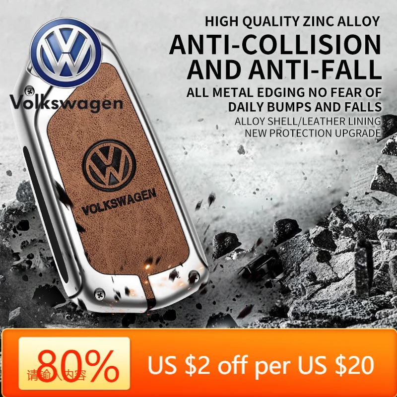 

Горячие эмблемы из цинкового сплава, кожаный автомобильный смарт-брелок с дистанционным управлением, защитный чехол для VW Volkswagen Golf 8 MK8 Leon, брелок Ac