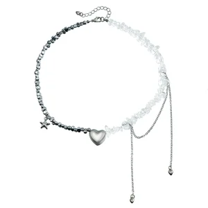 新しいY2Kハートビーズネックレス女性ボーホークリスタルクラスの砂利鎖骨チェーンクールY2Kチョーカーエクサイターファッションジュエリー 8ベストセールスボーホジュエリー-3