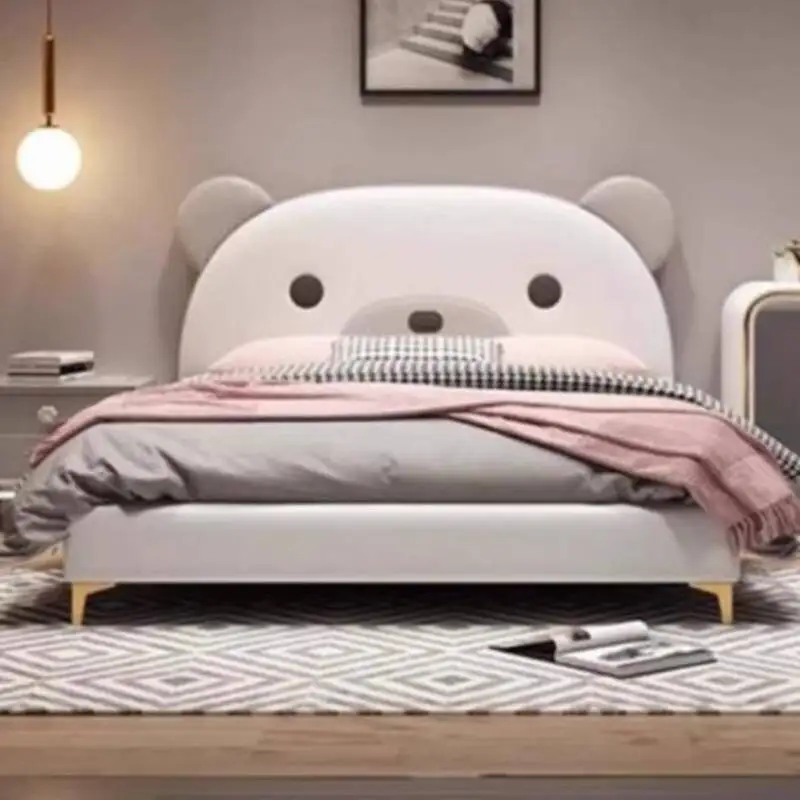s*-Minimalist White Kids Beds Luxury Simple Safety Single Custom Kids Beds Wooden Design Modern Lit Pour Enfants Furniture Home