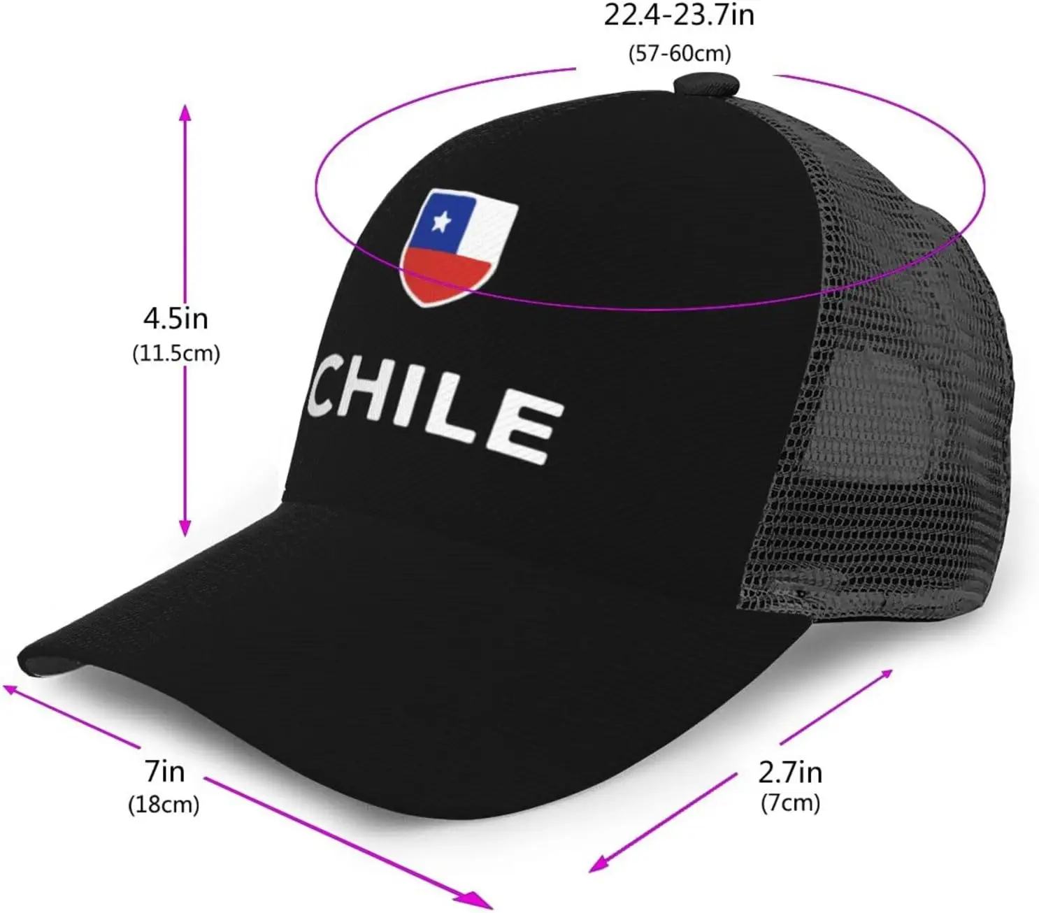 Flag of Chile Baseball Hats Unisex Adjustable Outdoor Breathable Mesh Baseball Hat