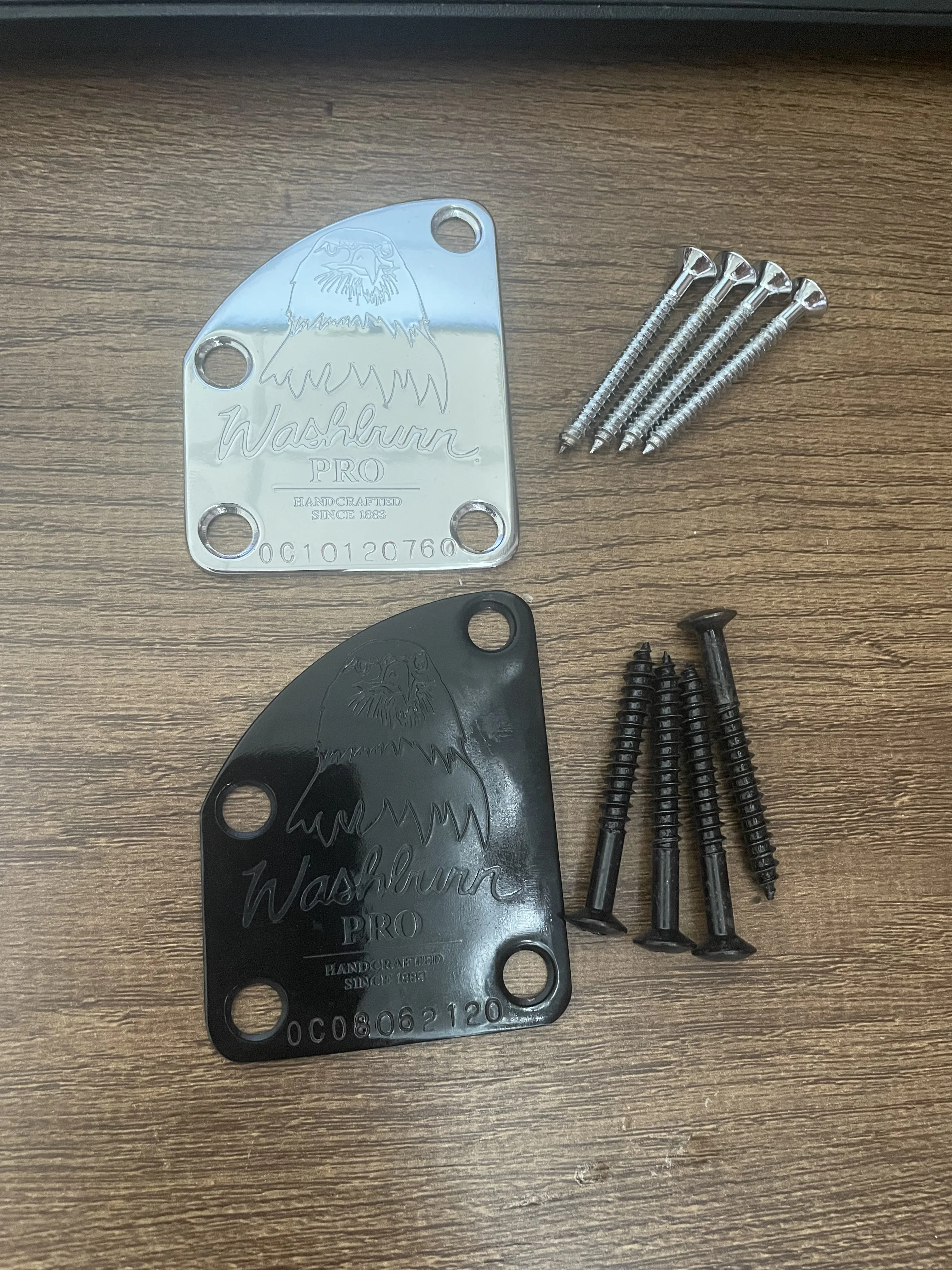 Rare Electric Guitar Neck Plate Curved Cutaway Semi Round Asymmetry Neck Joint Metal Back Mounting Plate 4 Holes with Screws