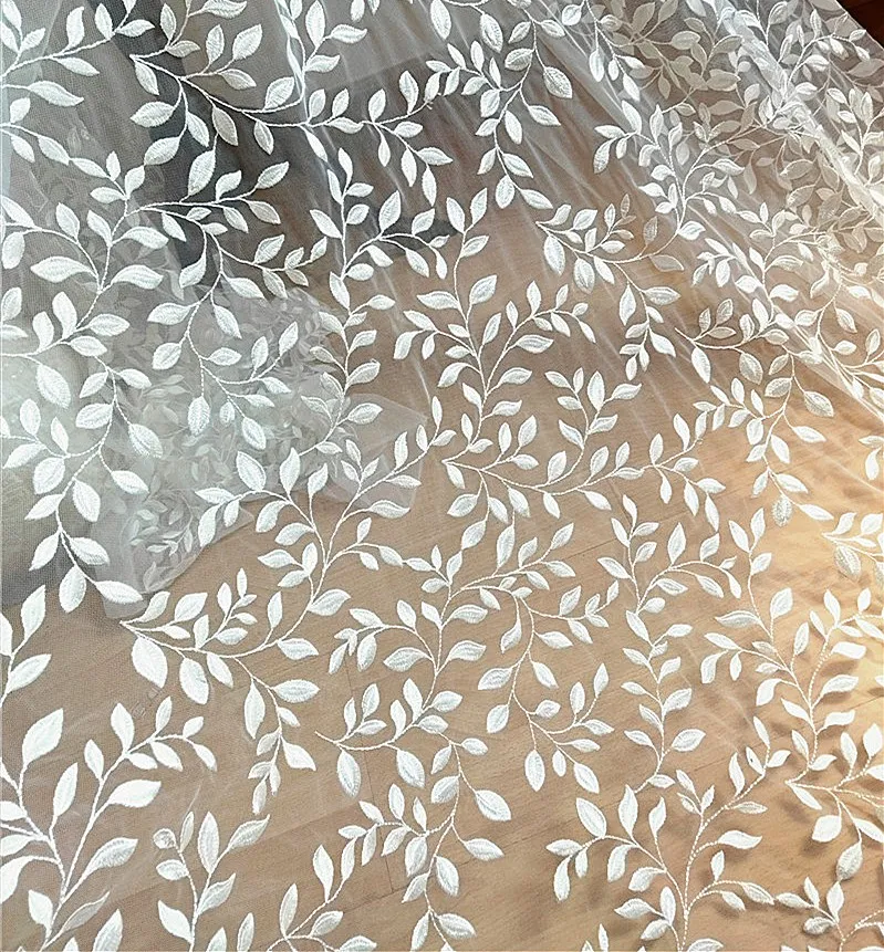 High-Grade Embroidery Fabric for Wedding Dress, Children\'s Skirt Cloth, DIY Handmade Leaf Accessories, RS823
