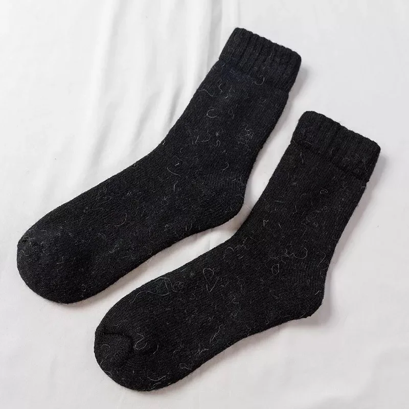 3pairs/ Winter Wool Socks Men\'s Thick Super Solid Socks Mid-tube Winter Warm High Quality Cashmere Extra Thick Warm Snow Socks