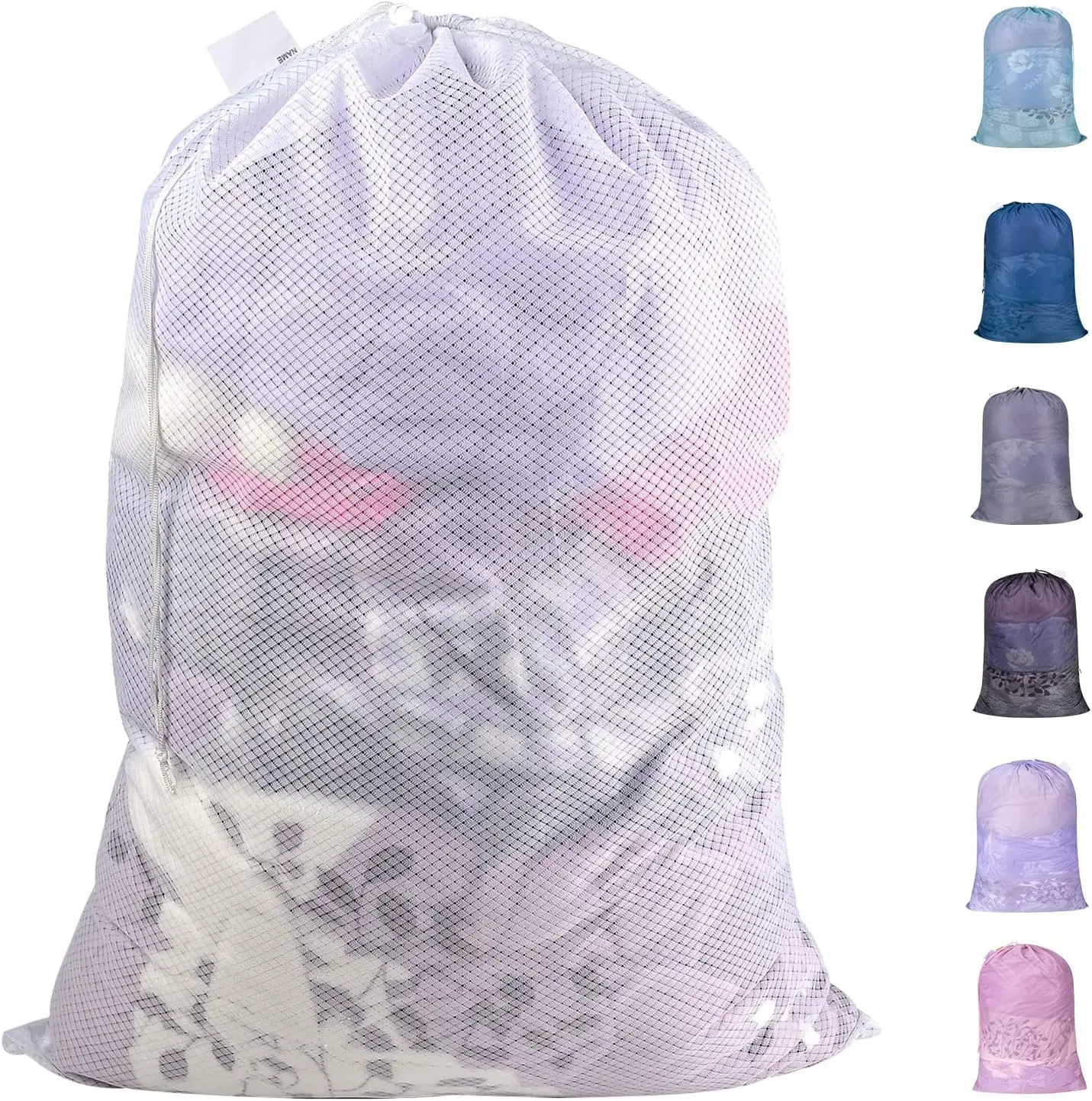 

Heavy Duty Diamond Mesh Laundry Bags with Drawstring Closure and ID Tag, Large Laundry Hamper Liner, Washable Laundry E