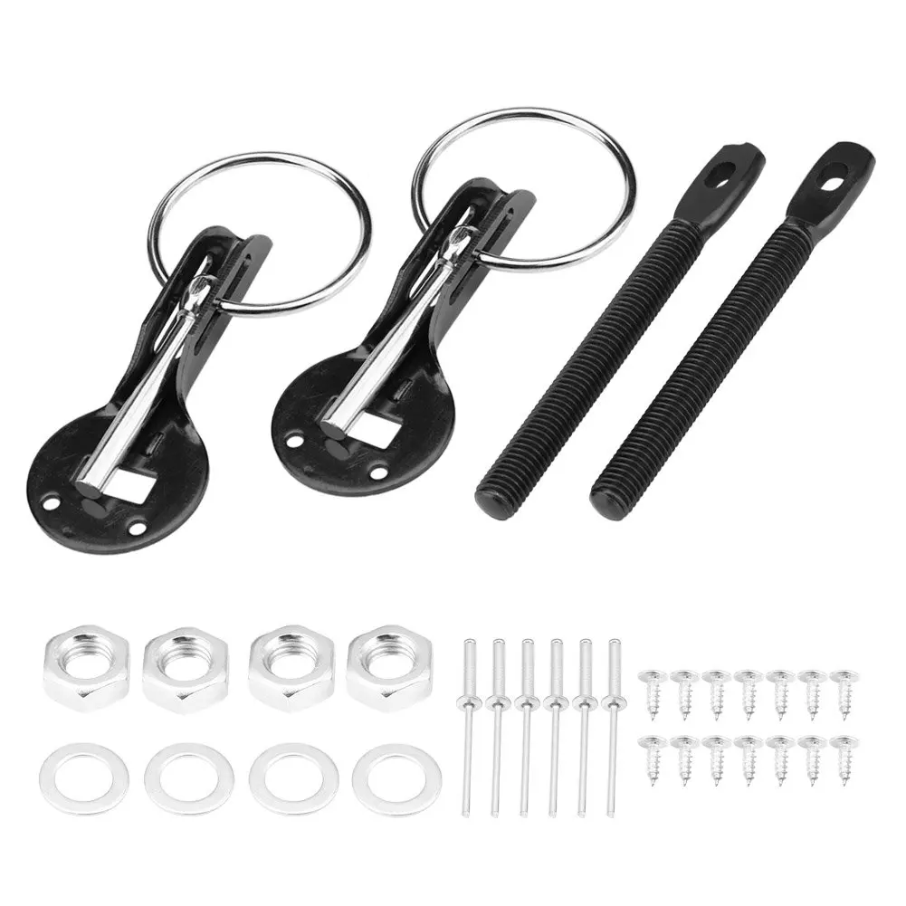 Universal Car Bonnet Lock Kit Aluminum Alloy Mount Hood Pin Car Styling Tunning Lock Kit Down Hood Lock Latch Pins Accessaries