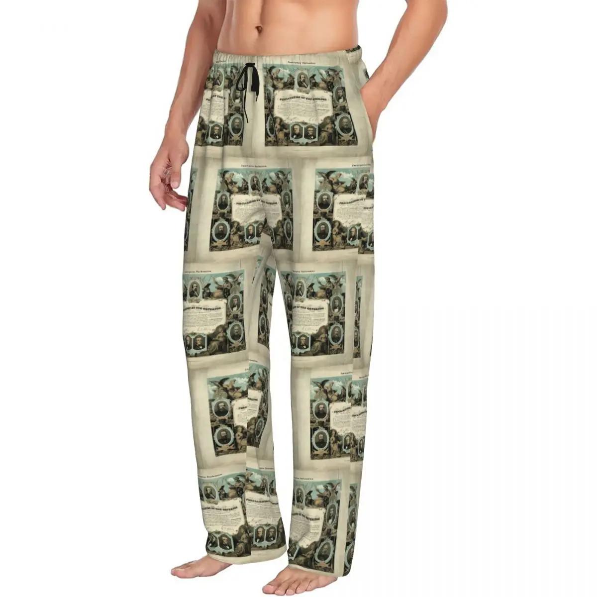 

Custom Emancipation Proclamation By E. Knobel (1865) Мужские пижамные штаны для отдыха, одежда для сна, низ с карманами